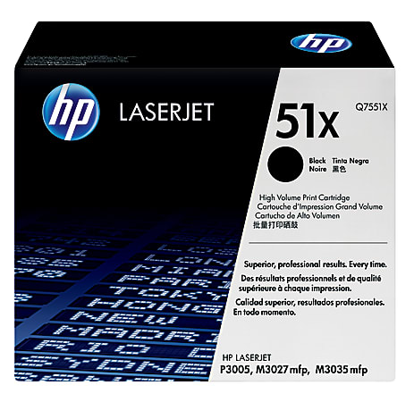 HP 51X Black High Yield Toner Cartridge, Q7551X