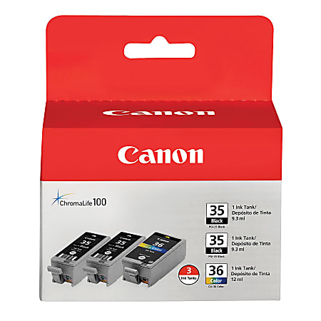 Canon® PGI-35/CLI-36 Black And Tri-Color Ink Cartridges, Pack Of 3, 1509B007