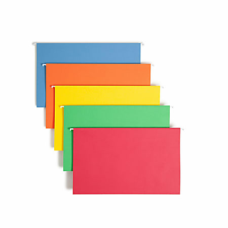 Smead&reg; Hanging File Folders, 1/5-Cut Tabs, Legal Size, Assorted Bright Colors, Pack Of 25 Folders (64159)