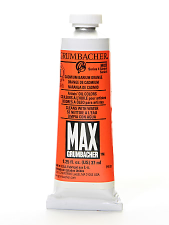 Grumbacher Max Water Miscible Oil Colors, 1.25 Oz, Cadmium Barium Orange