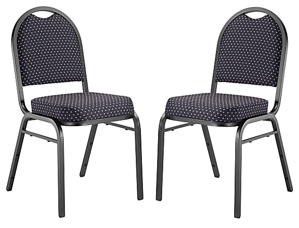 National Public Seating Dome-Back Banquet Stack Chairs, Fabric, Diamond Navy/Black, Set of 2
