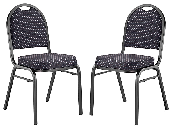 National Public Seating Dome-Back Banquet Stack Chairs, Fabric, Diamond Navy/Black, Set of 2