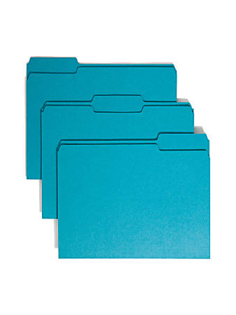 Smead® Color File Folders, Letter Size, 1/3 Cut, Teal, Box Of 100