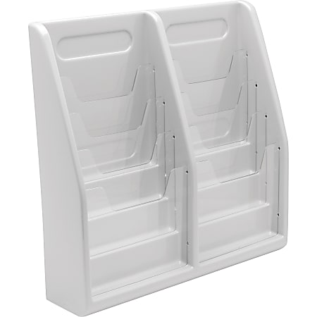 Deflecto Multi-Compartment Literature Display, 8 Pocket(s), 19.8"H x 20.3"W x 5"D, Desktop, Gray, Plastic, 1 / Each