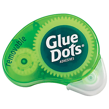 Glue Dots® Dot N Go® Dispensers, Removable, Clear/Green, Case Of 6