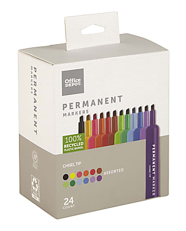 Marks-A-Lot Permanent Markers, Large Desk-Style Size, Chisel Tip, 24  Assorted Markers (98808)