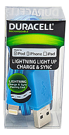 Duracell® Light Up Lightning Cable, 3', Blue, LE2242