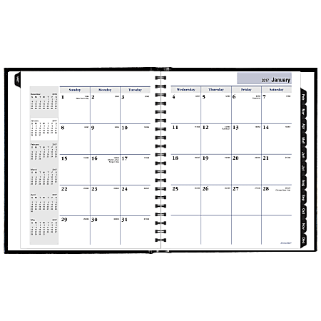 DayMinder® Premiere® 30% Recycled Monthly Planner, 6 7/8" x 8 3/4", Black, January-December 2017