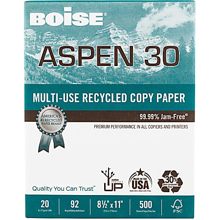 Copy Paper Convenience Carton, 92 Bright, 20 lb Bond Weight, 8.5 x 11,  White, 500 Sheets/Ream, 5 Reams/Carton - Office Source 360