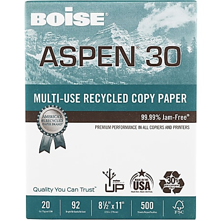 Boise ASPEN 30 Multi Use Printer Copy Paper 10 Reams White Letter