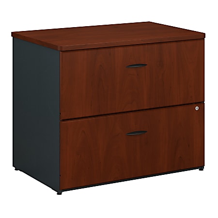 Bush Business Furniture Office Advantage 36"W Lateral 2-Drawer File Cabinet, Hansen Cherry/Galaxy, Premium Installation