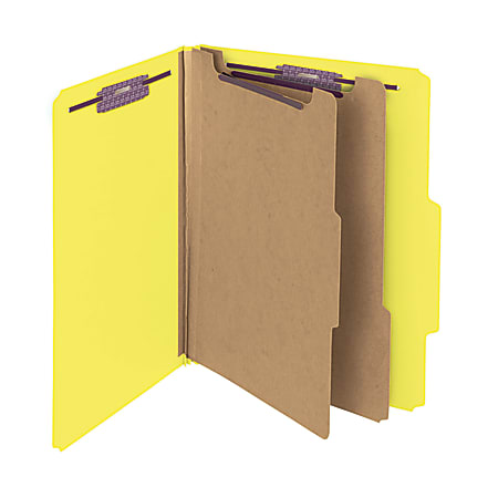 Smead® Pressboard Classification Folders, 2 Dividers, Letter Size, Yellow, Box Of 10