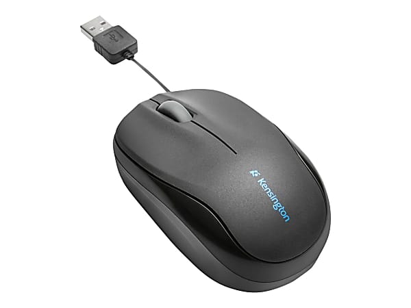 Kensington Pro Fit Optical Mouse with Retractable Cord, Black