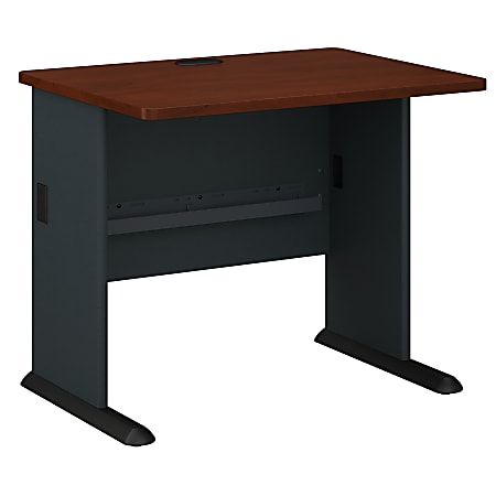 Bush Business Furniture Office Advantage Desk 36"W, Hansen Cherry/Galaxy, Premium Installation