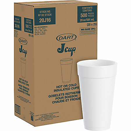 Dart Insulated Foam Drinking Cups White 20 Oz White Pack Of 500 Cups -  Office Depot