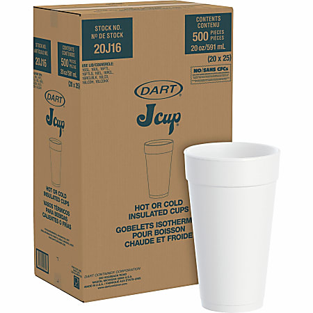 Dart 16 oz Insulated Foam Cups - 20 / Pack - White - Foam - Hot Drink, Cold Drink Dart 16 oz Insulated Foam Cups - 20 / Pack - White - Foam - Hot Drink, Cold Drink