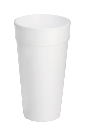 20 oz Disposable Styrofoam Cups (50 Pack), White Foam Cup Insulates Hot & Cold Beverages, Made in The USA, To-Go Cups - for Coffee, Tea, Hot Cocoa, So