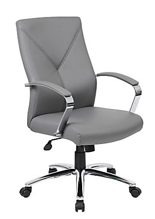 Boss Office Products Ergonomic High-Back Chair, Gray/Chrome/Gray