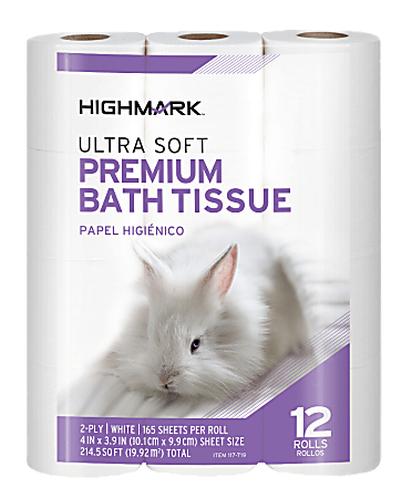 Highmark® Ultra Soft™ 2-Ply Toilet Paper, 165 Sheets Per Roll, Pack Of 12 Rolls