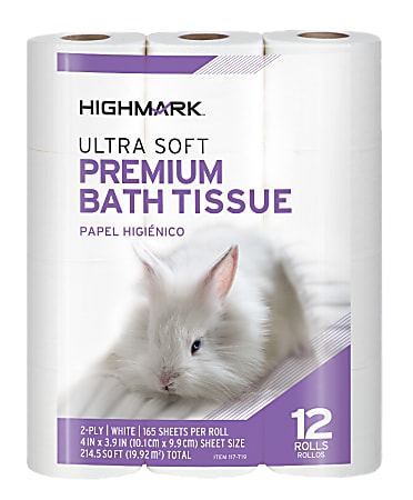 Highmark® Ultra Soft® 2-Ply Toilet Paper, 165 Sheets Per Roll, Pack Of 12 Rolls