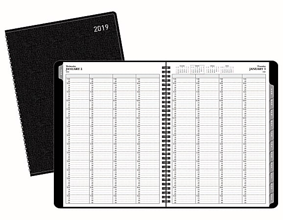 Office Depot® Brand Daily Planner, 9" x 11", Black, January To December 2019