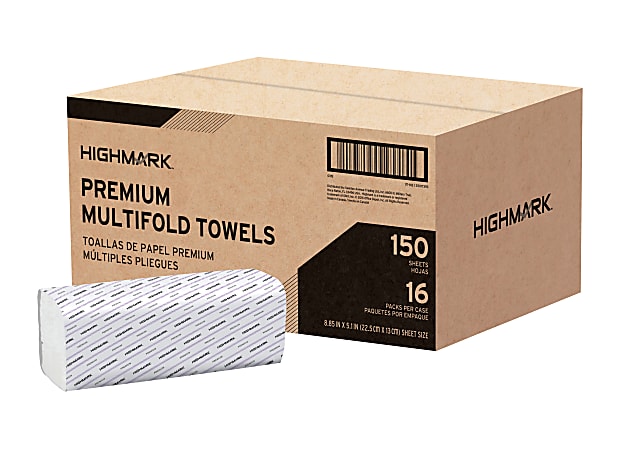 Highmark® Premium Multi-Fold 1-Ply Paper Towels, 150 Sheets Per Pack, Pack Of 16 Packs