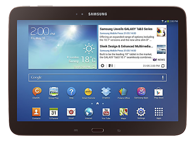 Samsung Galaxy Tab® 3 Tablet, 10.1" Screen, 16GB Memory, 16GB Storage, Android 4.2 Jelly Bean, Gold/Brown
