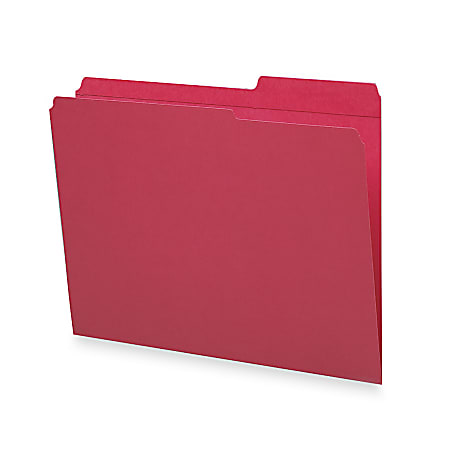 Smead® Reinforced Tab Color Folders, Letter Size, 2/5 Cut, Red, Box Of 100