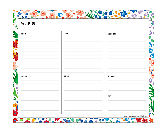 Blue Sky™ Weekly Planning Pad, 10" x 8", Narrow Ruled, 52 Sheets, 50% Recycled, Ditsy Dapple Floral