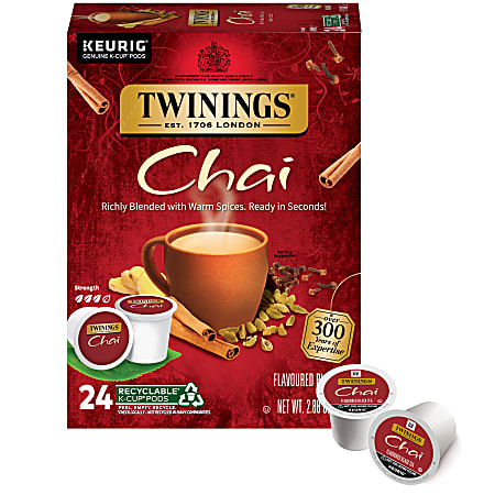 Twinings® of London Chai Tea Single-Serve K-Cup® Pods, 0.11 Oz, Box Of 24