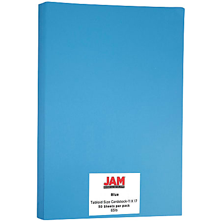 JAM Paper® Cover Card Stock, 11" x 17", 65 Lb, 30% Recycled, Blue, Pack Of 50 Sheets