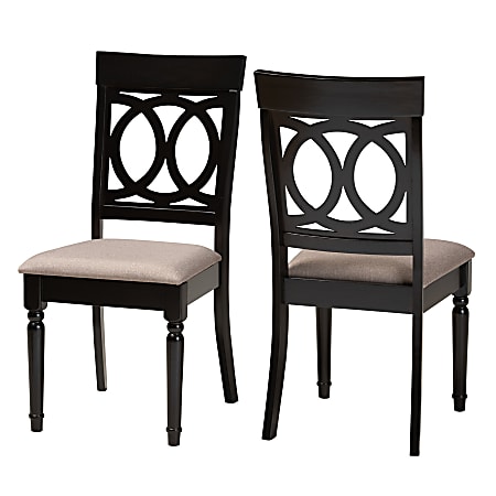 Baxton Studio Lucie Dining Chairs, Sand/Dark Brown, Set Of 2 Chairs