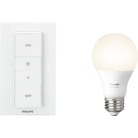 Philips hue White Ambiance Wireless Dimming Kit With hue A19 LED Light Bulb And Dimmer Switch Office Depot