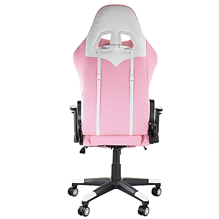 GameFitz Ergonomic Faux Leather Gaming Chair PinkWhite - Office Depot