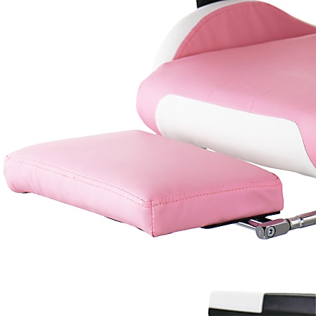 GameFitz Ergonomic Faux Leather Gaming Chair PinkWhite - Office Depot