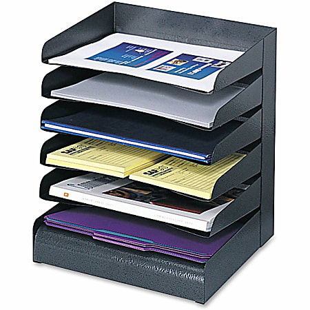 Safco® Steel Desk Tray Sorter, 6 Shelf, 13 1/4"H x 12"W x 9 1/2"D, Black