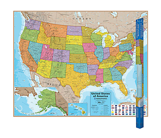 Round World Products Hemispheres Laminated United States Maps, 38" x 48", Pack Of 2