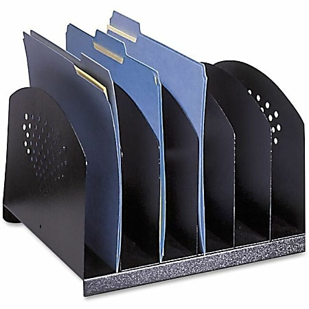 Safco Steel Desk Racks - 6 Compartment(s) - 2" - 8" Height x 12.1" Width x 11.1" DepthDesktop - Powder Coated - Black - Steel - 1 Each