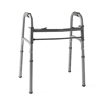 Medline Junior Adjustable Aluminum/Steel 2-Button Folding Walker, 25" - 32"H