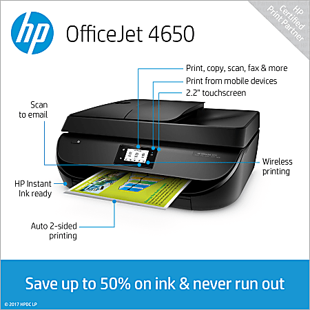 HP OfficeJet 4650 Wireless Inkjet All In One Color Printer