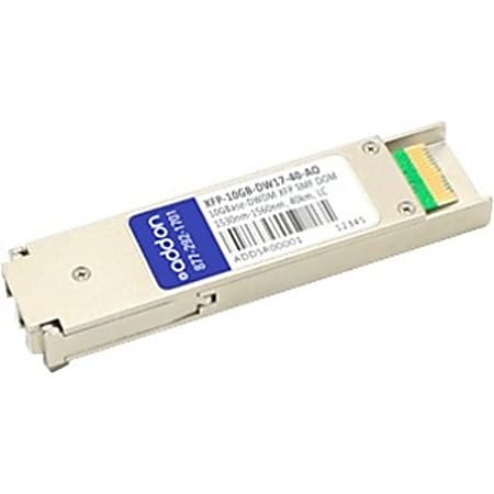 AddOn MSA and TAA Compliant 10GBase-DWDM 100GHz XFP Transceiver (SMF, 1563.86nm, 40km, LC, DOM)