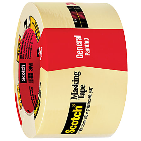 3M™ 2050 Masking Tape, 3" Core, 3" x 180', Natural, Pack Of 12