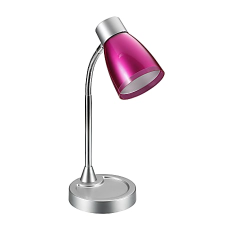 LimeLights Flashy Gooseneck Desk Lamp, 15"H, Pink Shade/Silver Base