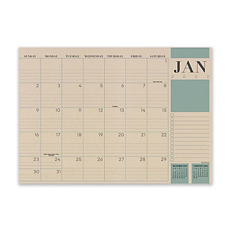 TF Publishing Medium Monthly Desk Calendar, 12" x 17", Kraft, January To December 2022