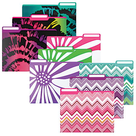 i.e.™ 1/3 Cut Fashion File Folders, 8 1/2" x 11", Assorted Colors, Pack Of 6