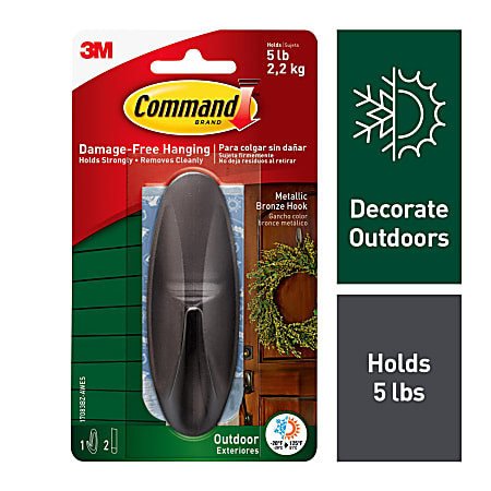 Command Jumbo Removable Plastic Utility Hook 1 Command Hook 4 Command  Strips Damage Free White - Office Depot