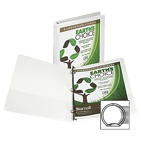 Samsill® Earth's Choice Insertable Vue 3-Ring Binder, 1/2" Round Rings, White