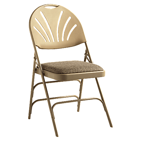 Samsonite® XL Fanback Folding Chairs, Fabric, Neutral/Neutral, Set Of 4