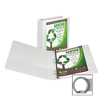 Samsill® Earth's Choice Insertable Vue 3-Ring Binder, 2" Round Rings, 63% Recycled, White