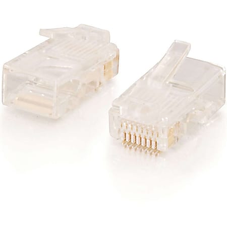 C2G RJ45 Cat5E Modular Plug for Round Stranded Cable Multipack (50-Pack) - 1 Pack - RJ-45 Network Male - Transparent